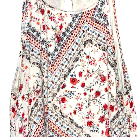 Mi Ami Boho Floral Print Sleeveless Dress L | Flowy Summer Sundress - Picture 3 of 9